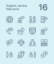 Outline Support, service, help simple line icons for web and mobile design pack 1
