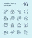 Outline Support, service, help simple line icons for web and mobile design pack 2