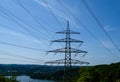 Support high-voltage power line in Germany on the background of nature