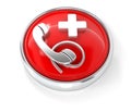 Support icon on glossy red round button Royalty Free Stock Photo