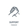 support icon vector from friendship collection. Thin line support outline icon vector illustration. Linear symbol for use on web