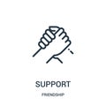 support icon vector from friendship collection. Thin line support outline icon vector illustration. Linear symbol for use on web