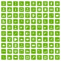 100 support icons set grunge green Royalty Free Stock Photo