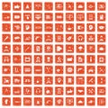 100 support icons set grunge orange Royalty Free Stock Photo