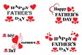 Happy Fathers Day Stylish Typographic Inscription With Hearts Vector Set Royalty Free Stock Photo