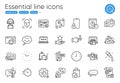 Support, Inspect and Luggage trolley line icons. For website, printing and application. Vector
