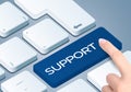 Support keyboard key. Finger push the button Royalty Free Stock Photo