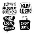 Support local business concept Set of hand drawn doodles badges, icons Flat vector illustrations on white background Royalty Free Stock Photo