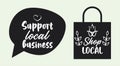 Support local business poster with shopping bag and speech bubble Royalty Free Stock Photo