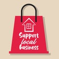 Support local business poster with shopping bag Royalty Free Stock Photo