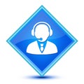 Support manager icon isolated on special blue diamond button illustration