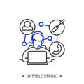 Support manager line icon. Editable illustration