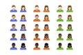 Support Managers Icons in Flat Style with Five Skin Tones