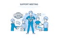 Support meeting. Communications, partnership, teamwork, collaboration office workers, cooperation.