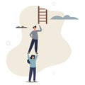 Support or mentor to achieve business success, teamwork collaboration or partnership help to reach target concept.flat vector Royalty Free Stock Photo