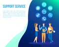Support office web call center people flat vector Royalty Free Stock Photo