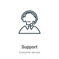 Support outline vector icon. Thin line black support icon, flat vector simple element illustration from editable customer service Royalty Free Stock Photo