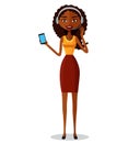 Support phone operator icon. Woman with smart phone.