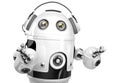 Support robot with headphone. Technology concept. Isolated. Contains clipping path.