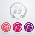 Support and service - around the clock or 24 hours a day icon