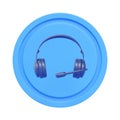 Support service 3d render icon - operator headphones with microphone for costumer communication. Wireless earphone