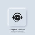 Support service icon. Tech support icon. Call center service. Support assistant. Operator. Vector. UI icon. Neumorphic UI UX white Royalty Free Stock Photo