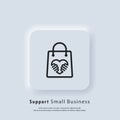 Support small business icon. Shop local products. Coronavirus Quarantine. Shop local symbol. Vector. UI icon. Neumorphic UI UX Royalty Free Stock Photo