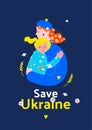 Support Ukraine poster vector in flat style