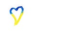 Support for Ukraine symbolized by a heart with the colors of its flag hand-painted on a white background Royalty Free Stock Photo