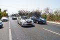 Support Vehicles Including Team Sky Pass In la Vuelta EspaÃÂ±a Bike race