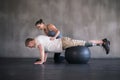 Support, woman and physiotherapy with prosthetic leg for amputee at sports center in training. Physiotherapist, patient Royalty Free Stock Photo