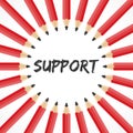 Support word with pencil background