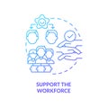 Support workforce blue gradient concept icon