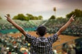 Supporter at tennis cup,clipping path