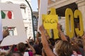 Supporters of Giuseppe Conte, Prime Minister of Italy