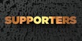 Supporters - Gold text on black background - 3D rendered royalty free stock picture