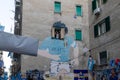 The supporters of the Napoli football team celebrate the championship victory in the city