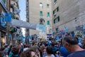 The supporters of the Napoli football team celebrate the championship victory in the city