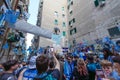 The supporters of the Napoli football team celebrate the championship victory in the city