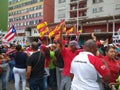 Supporters of Nicolas Maduro march in Caracas to commemorate the first anniversary of reelection