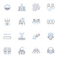 Supporters line icons collection. Enthusiastic, Loyal, Devoted, Committed, Dedicated, Encouraging, Empathetic vector and