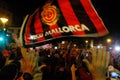 Supporters of Real Mallorca soccer team celebrating team promotion to top division downtown Palma