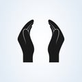 Supporting hands illustration. Vector protecting hands icon