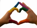 Supporting hands make a heat sign showing homosexuality colours