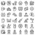 Supporting mental health icons set, outline style Royalty Free Stock Photo