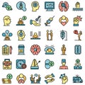 Supporting mental health icons set vector flat Royalty Free Stock Photo