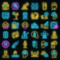 Supporting mental health icons set vector neon Royalty Free Stock Photo