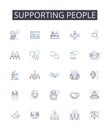 Supporting people line icons collection. Helping others, Assisting individuals, Aiding humanity, Encouraging people