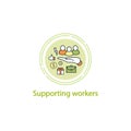 Supporting workers concept line icon