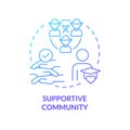 Supportive community blue gradient concept icon